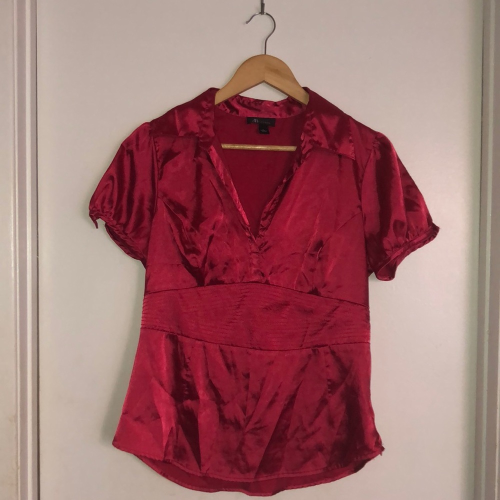 AB Studio WOMENS Pink/Magenta Glossy Short Sleeve Top